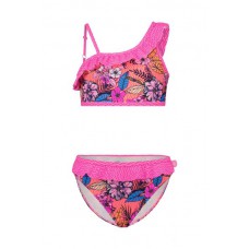 Just Beach Girls aop bikini with crossed top and ruffle detail Wild Flower